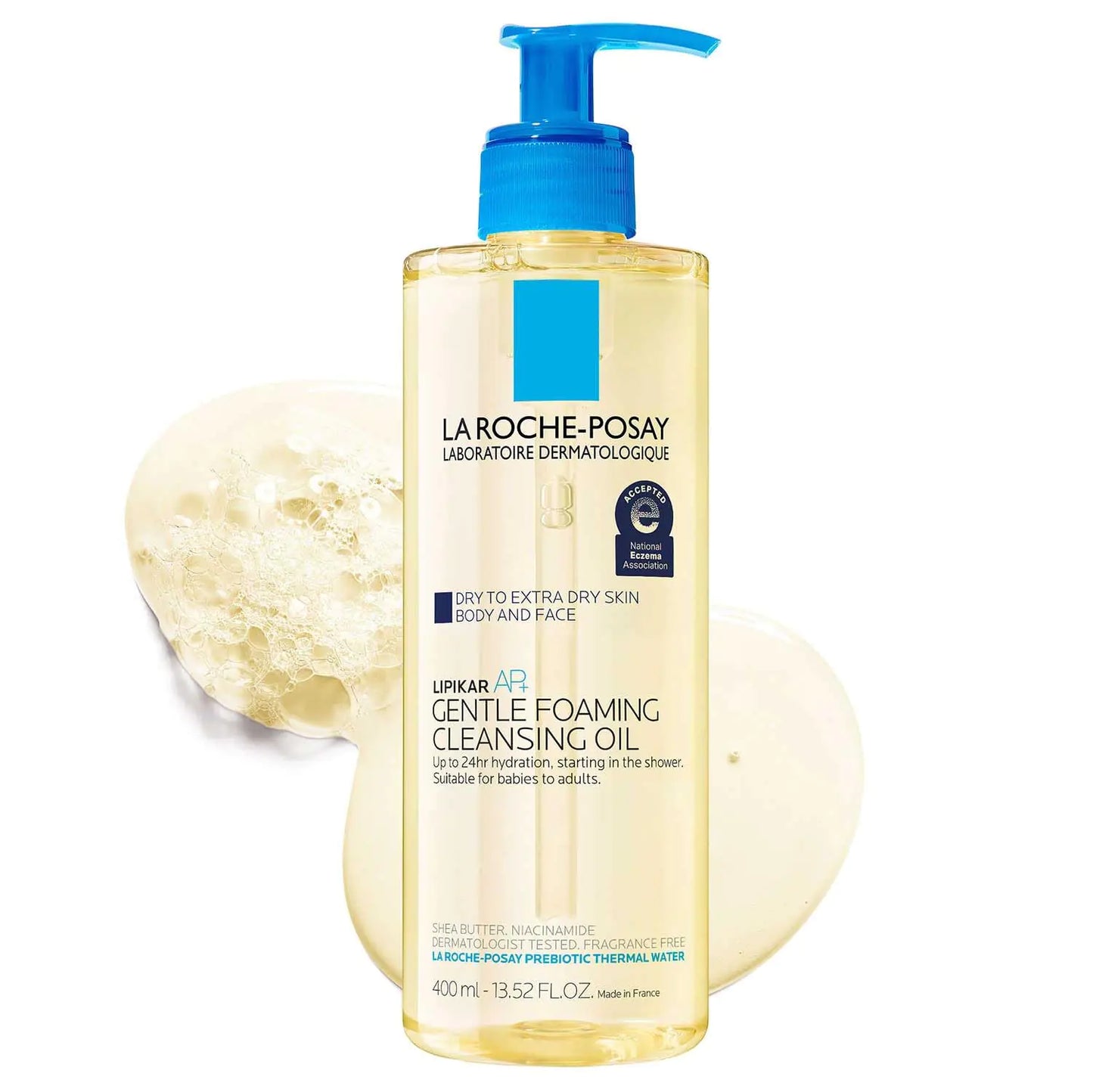 La Roche-Posay Lipikar AP+ Gentle Foaming Cleansing Oil Gentle Oil Cleanser for Face and Body Formulated with Niacinamide Long-Lasting 24-hour Hydration Fragrance-Free & Soap Free