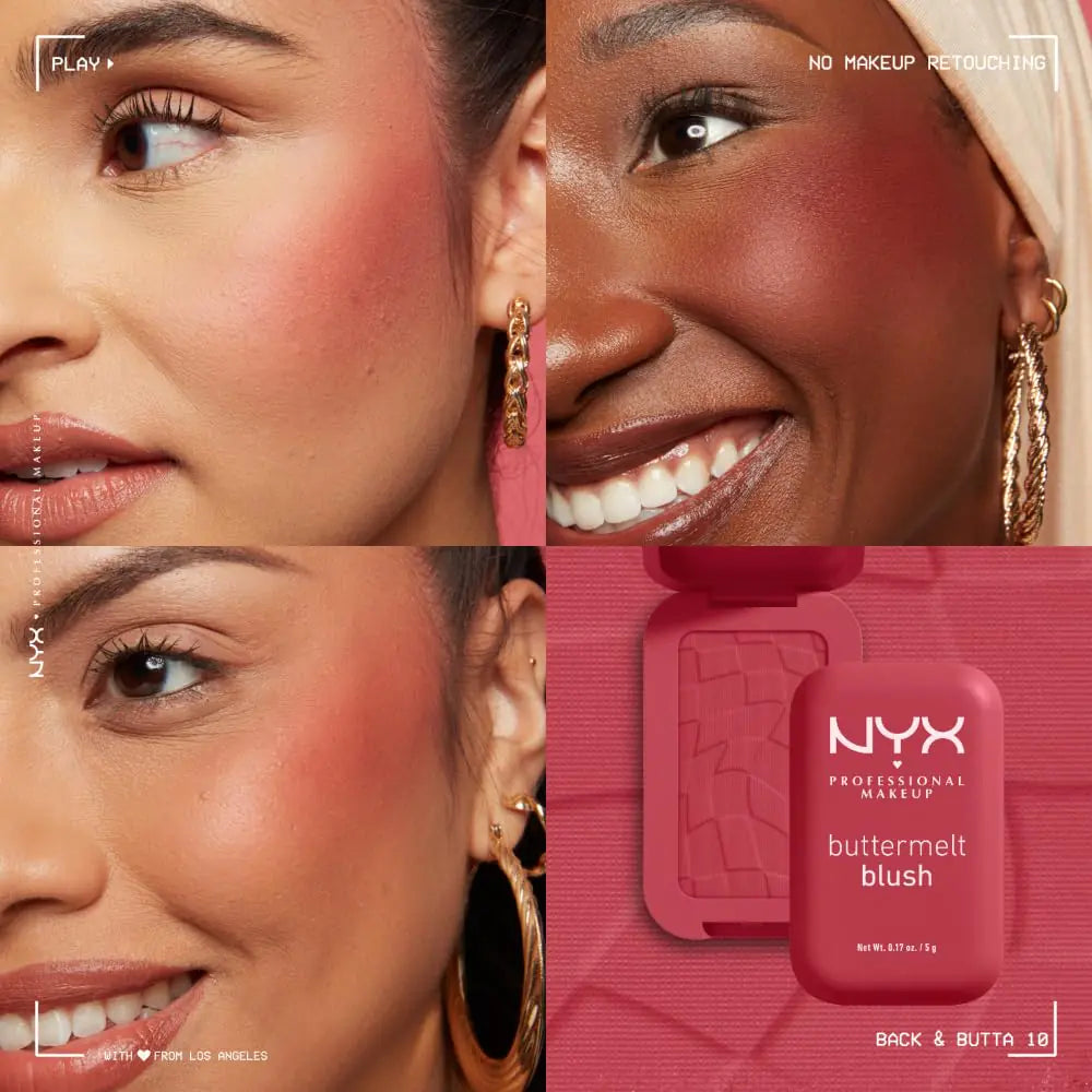 NYX PROFESSIONAL MAKEUP Buttermelt Powder Blush, Fade and Transfer-Resistant Blush, Up to 12HR Make Up Wear, Vegan Formula - Back And Butta 10 Back And Butta 0.17 Ounce (Pack of 1)