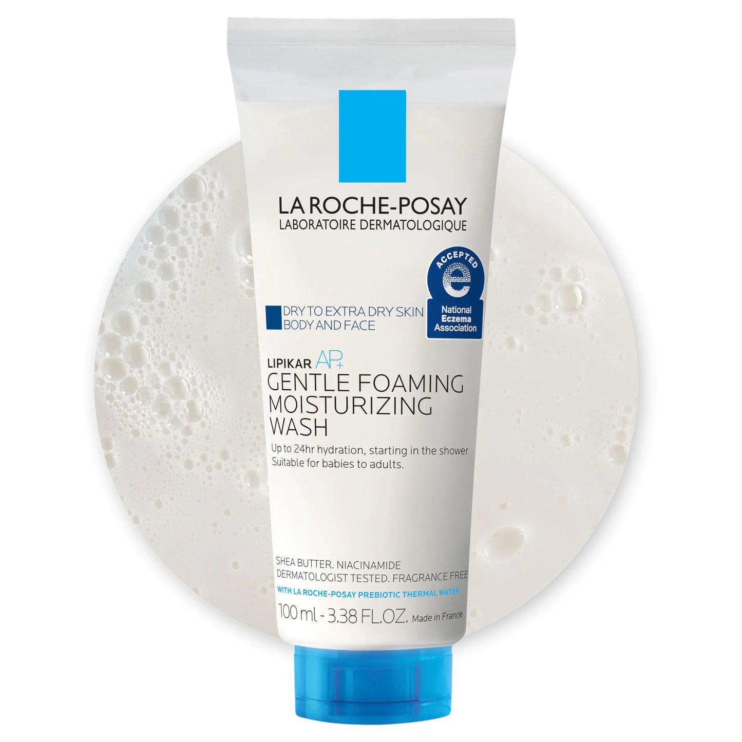 La Roche-Posay Lipikar AP+ Gentle Foaming Moisturizing Wash Shea Butter + Niacinamide + Glycerin Moisturizing Body Wash For Dry Skin National Eczema Association Accepted Soap Free