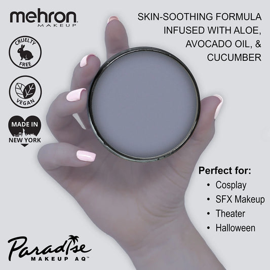 Mehron Makeup Paradise Makeup AQ Pro Size | Stage & Screen, Face & Body Painting, Special FX, Beauty, Cosplay, and Halloween | Water Activated Face Paint & Body Paint 1.4 oz (40 g) (Storm Cloud) Storm Cloud 1.4 Ounce