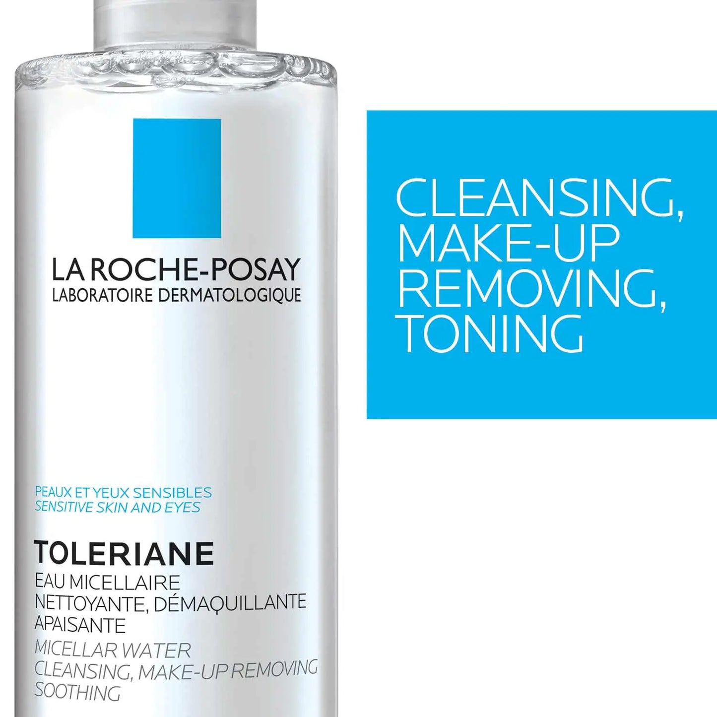 La Roche-Posay Micellar Cleansing Water for Sensitive Skin, Micellar Water Makeup Remover, Cleanses and Hydrates Skin, Gentle Face Toner, Oil Free 13.53 Fl Oz (Pack of 1)