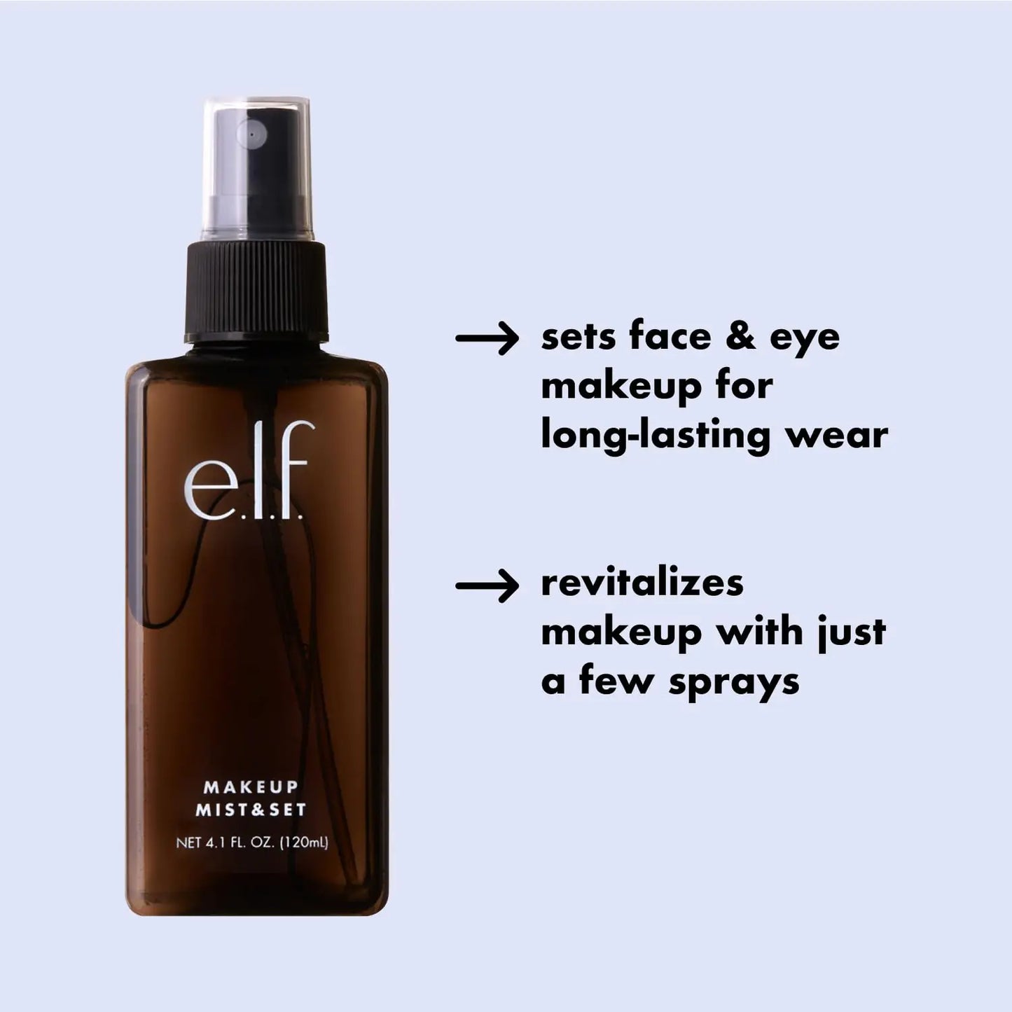 e.l.f. Makeup Mist & Set, Hydrating Setting Spray For Setting & Reviving Makeup, Soothes & Hydrates Skin, Infused With Vitamin A, Vegan & Cruelty-free 4.05 Fl Oz (120 ml)