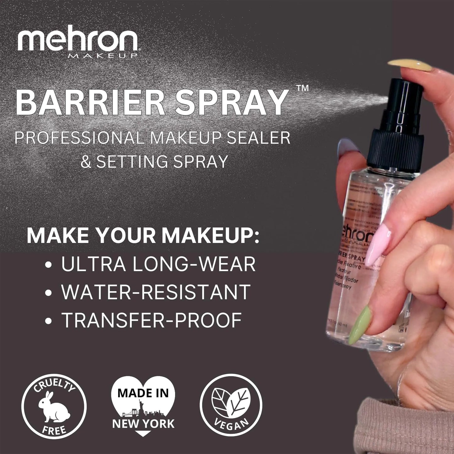 Mehron Makeup Barrier Spray | Setting Spray for Makeup | Makeup Setting Spray for Face 2 fl oz (60 ml) 2 Fl Oz (Pack of 1)